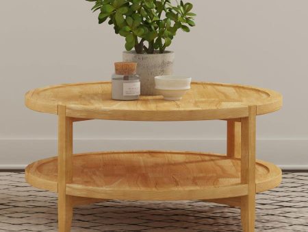 Camillo Round Solid Wood Coffee Table Maple Brown Hot on Sale