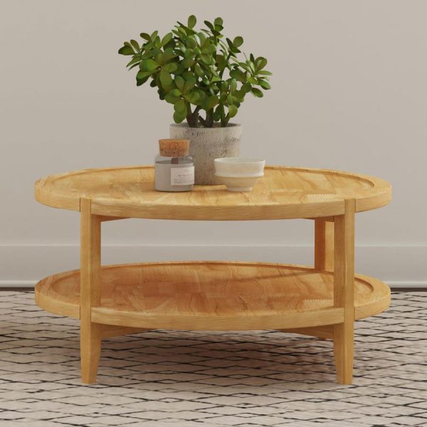 Camillo Round Solid Wood Coffee Table Maple Brown Hot on Sale