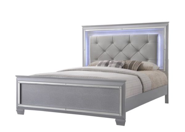 Lillian Silver LED Upholestered Bed Online now