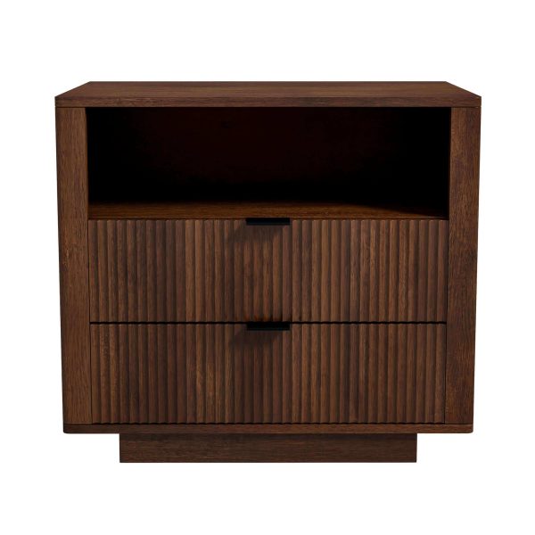 Lola Mid Century Modern Walnut Nightstand 2-Drawer Bed Side Table Online