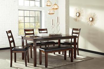 Coviar Dining Table and Chairs with Bench (Set of 6) Online Sale