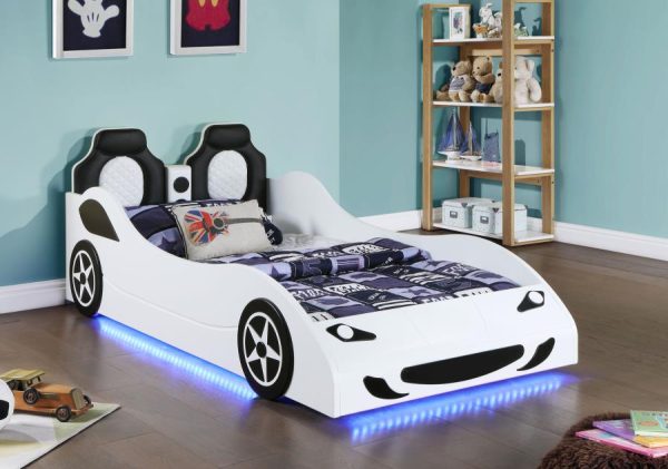 Cruiser Car Themed Twin Bed With Underglow Lights White Online Hot Sale