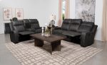 Raelynn 2-Piece Upholstered Motion Reclining Sofa Set Grey Cheap