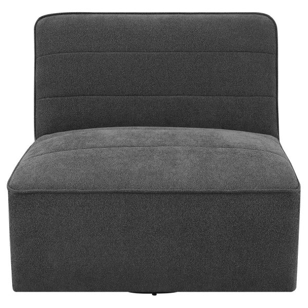 Cobie Upholstered Swivel Armless Chair Dark Charcoal Sale