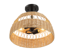 Twinkle Double Lights Semi Flush With Rattan Shade Black Metal Finish for Farmhouse Style For Cheap