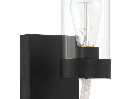 Zephyr Single Light Sconce With Clear Glass Metal Black Finish Discount