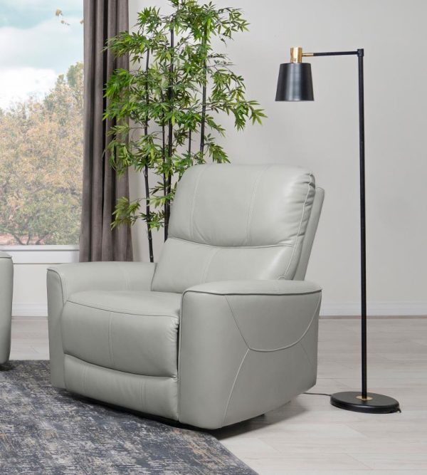 Greenfield Upholstered Power Recliner Chair Ivory Discount