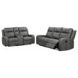 Raelynn 2-Piece Upholstered Motion Reclining Sofa Set Grey Cheap