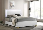 Marceline Bed with LED Headboard White Online Sale