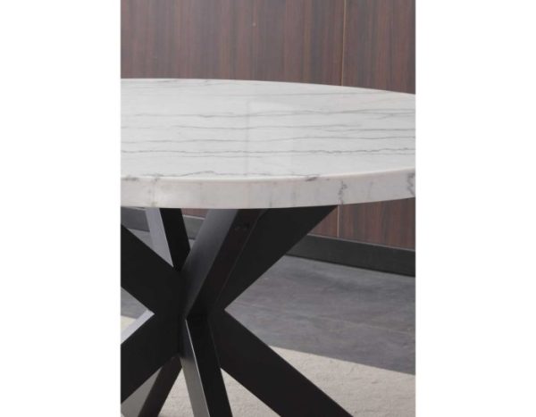 Xena 52-inch Round Dining Table, White Marble Top Cheap