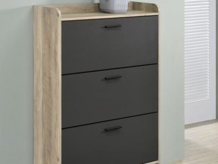 Denia 3-tier Shoe Storage Cabinet Antique Pine and Grey Online now