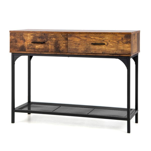 2 Drawers Console Table with Metal Frame for Living Room Online