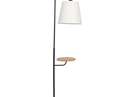 Seoul Black Floor Lamp with Rotary Switch Wood Table Metal Base Sale