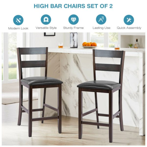 2-Pieces Upholstered Bar Stools Counter Height Chairs with PU Leather Cover Cheap