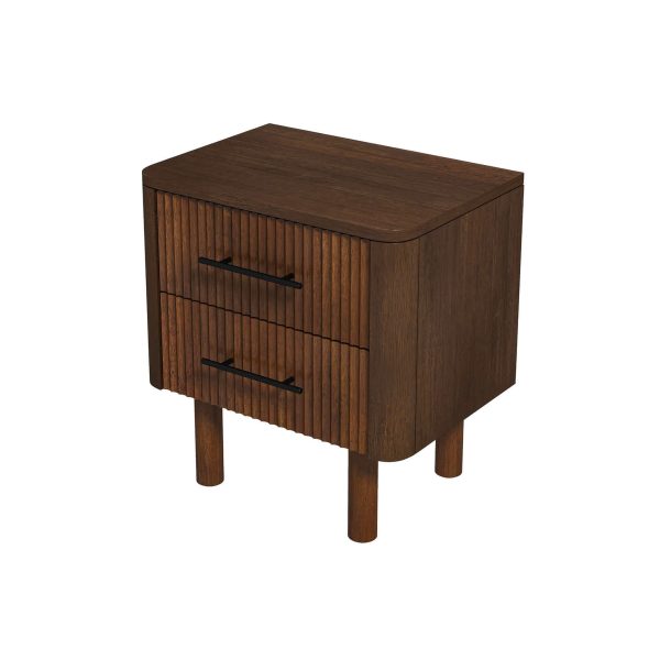 Logan Mid Century Modern Walnut Nightstand Bed Side Tables With 2 Drawers Cheap