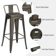 30 Inch Set of 4 Vintage Metal Bar Stool with Removable Middle Back Cheap