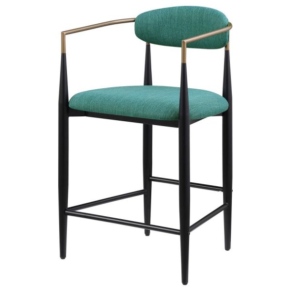 Tina Metal Counter Height Bar Stool with Upholstered Back and Seat Sale