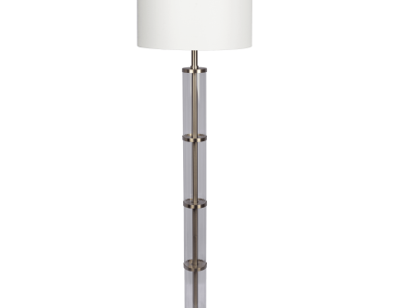 Nimbus Brushed Nickel Floor Lamp with 3-Way Rotary Switch Clear Glass Body  Metal Base Online now