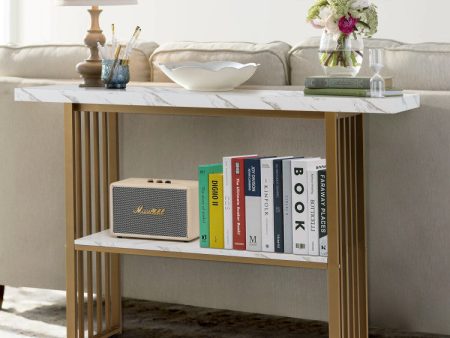 48 Inch 2-Tier Console Table with Gold Finished Frame Online