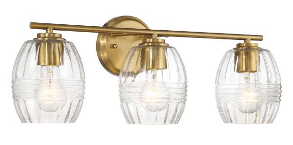 Luster Three Lights Vanity With Clear Glass for Bathrooms above Mirror  Wall Lamp - Satin Brass Fashion