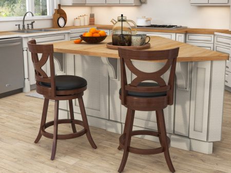 Swivel Bar Stools Set of 2 with Soft Cushion and Elegant Hollow Backrest Hot on Sale