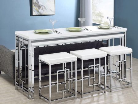 Jackson 5-piece Multipurpose Counter Height Table Set White and Chrome For Discount