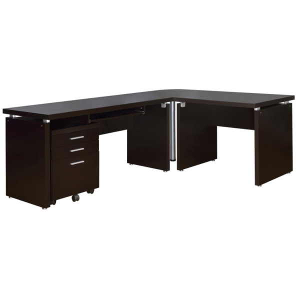 Skylar 2-piece Home Office Set L-Shape Desk with File Cabinet Cappuccino Sale