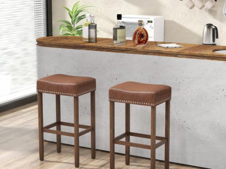 Upholstered Bar Stools Set of 2 with Footrests for Counter Online Sale