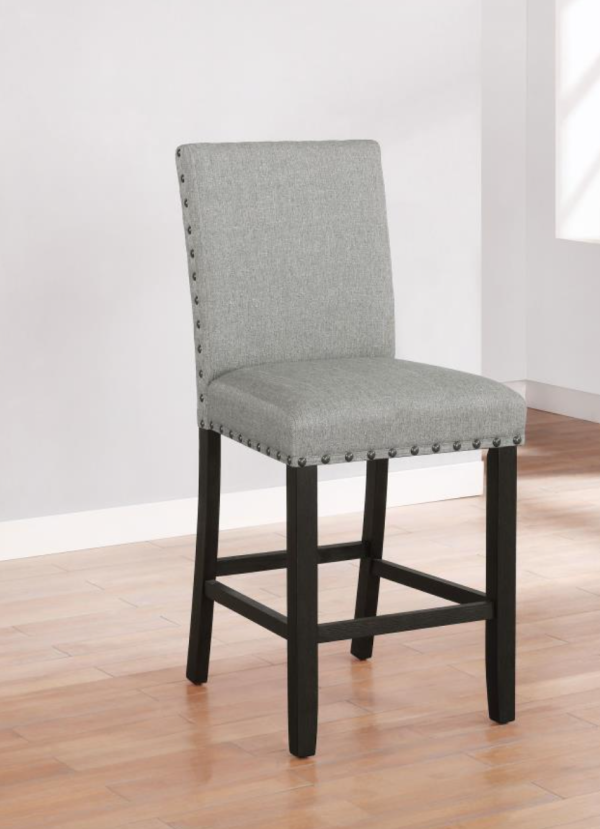 Kentfield Solid Back Upholstered Counter Height Stools Grey and Antique Noir (Set of 2)(DIS) Online now