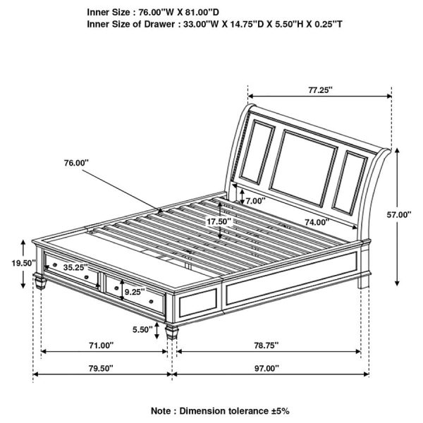 Sandy Beach Storage Sleigh Bed Buttermilk Hot on Sale