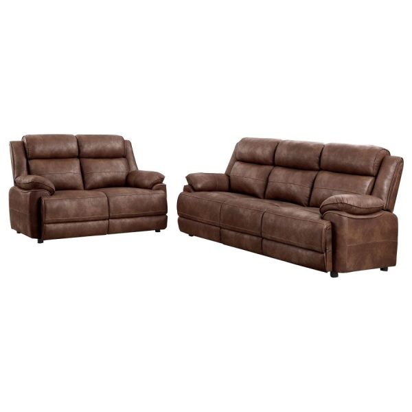 Ellington 2-Piece Upholstered Padded Arm Sofa Set Dark Brown Online now