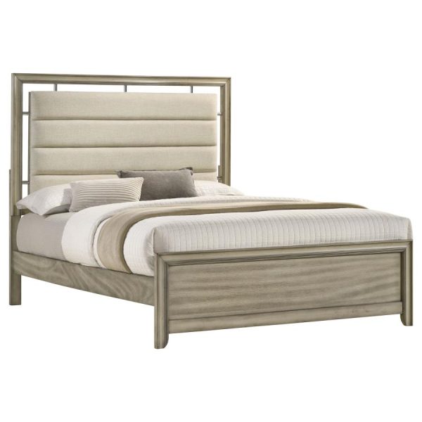 Giselle Wood Queen Panel Bed Rustic Beige Online Sale