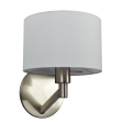 Nebula Brushed Nickel Base Wall Lamp with Rotary Switch White Fabric Shade on Sale