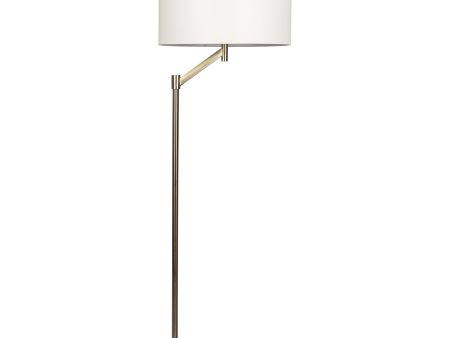 Serene Brushed Nickel Floor Lamp with Rotary Switch Metal Base White Linen Shade Sale