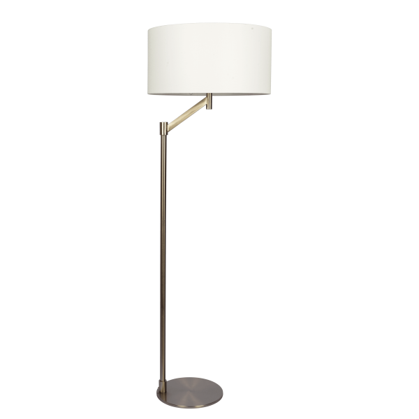 Serene Brushed Nickel Floor Lamp with Rotary Switch Metal Base White Linen Shade Sale