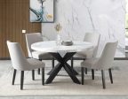 Xena 52-inch Round Dining Table, White Marble Top Cheap