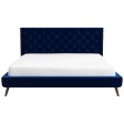 Dillon Blue Velvet Platform Bed (King Size) Hot on Sale