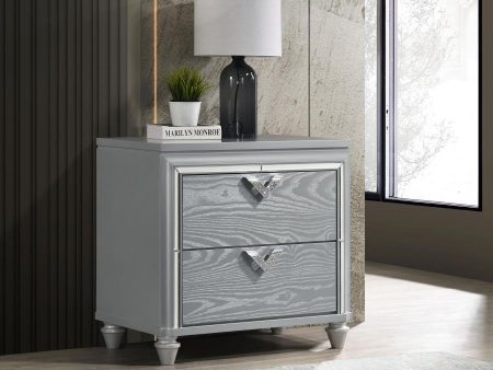 Veronica 2-drawer Nightstand Bedside Table Light Silver Fashion