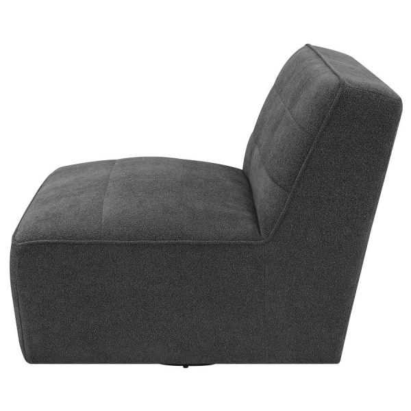 Cobie Upholstered Swivel Armless Chair Dark Charcoal Sale