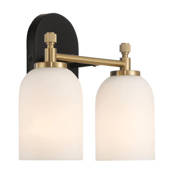 Vortex Two Lights Vanity in Traditional Style for Over Bathroom Mirror Wall Sconce 12.25 W × 10.125 H × 5.5 E With White Frosted Glass For Discount