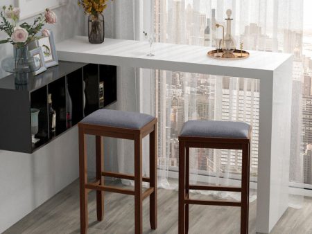 2 Pieces 31 Inch Upholstered Bar Stool Set with Solid Rubber Wood Frame and Footres Fashion