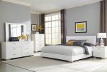 Felicity Panel Bed with LED Lighting Glossy White For Cheap