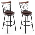 2 Pieces 24-30 Inch Adjustable PU Cushioned Swivel Barstools Discount