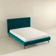 Dillon  Teal Velvet Platform Bed(Queen Size) Online Sale