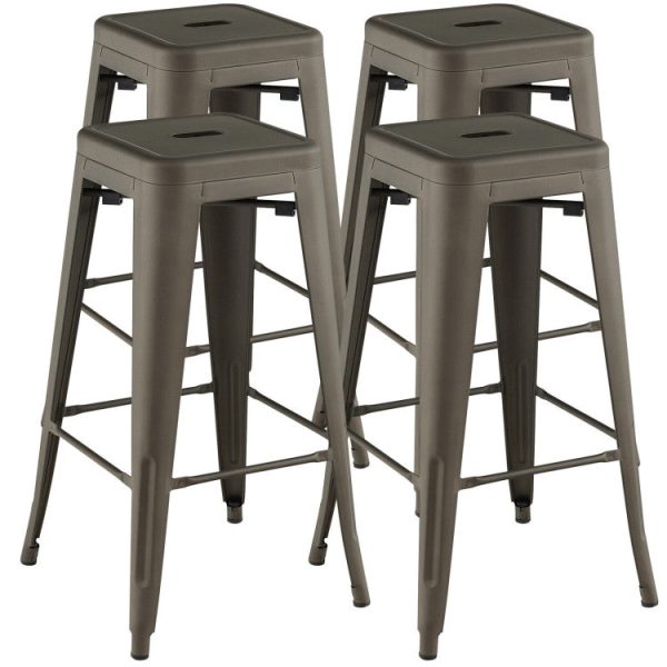 30 Inch Bar Stools Set of 4 with Square Seat and Handling Hole Online Hot Sale