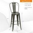 30 Inch Set of 4 Modern Metal Industrial Bar Stools with Removable High Back Online Hot Sale