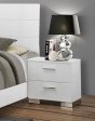 Felicity 2-drawer Nightstand Glossy White Cheap