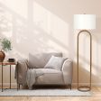 Vivid Brass Ring Base Floor Lamp with Large White Drum Shade Online