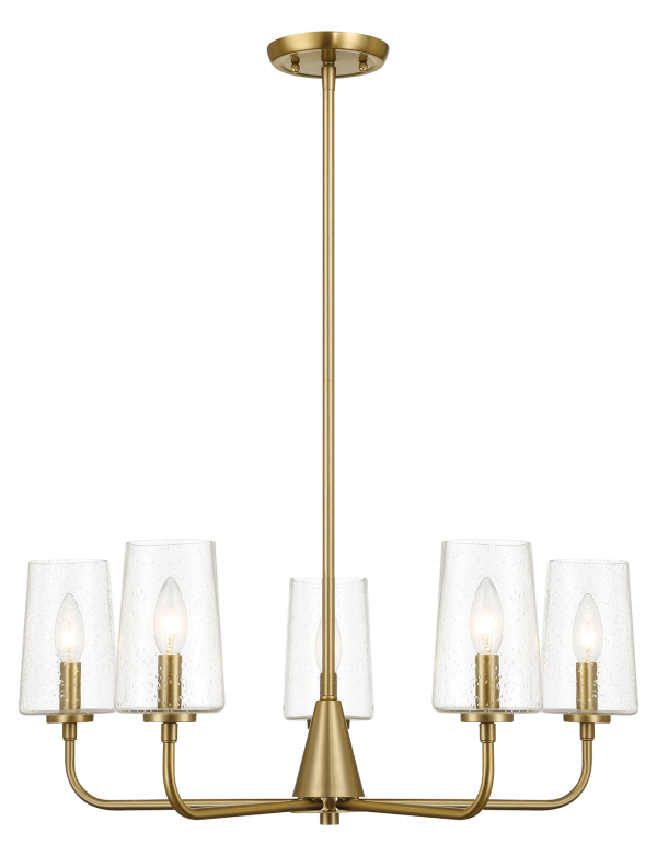 Dazzle Five Lights Chandelier With Clear Seeded Glass -Satin Brass Fashion