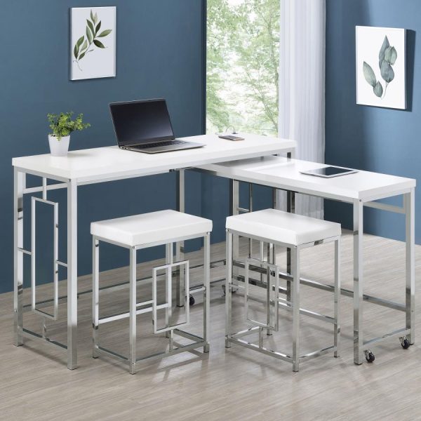 Jackson 4-piece Multipurpose Counter Height Table Set White and Chrome Online